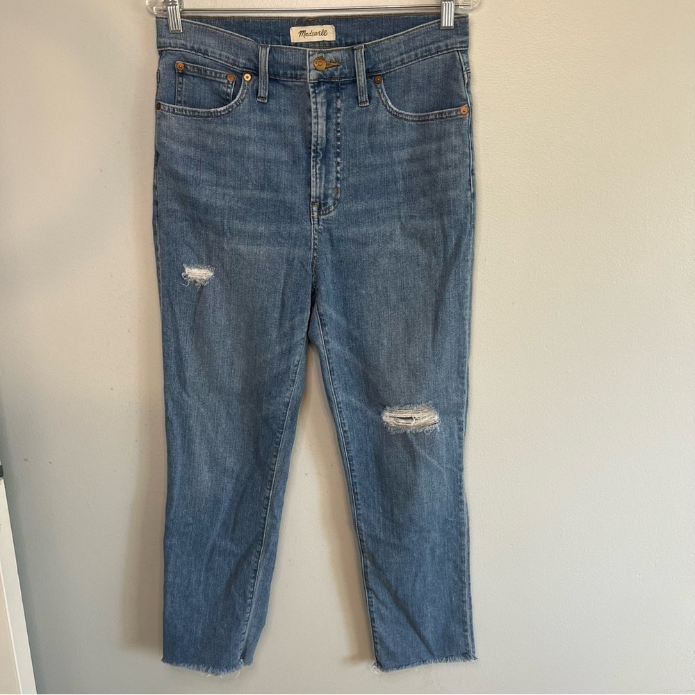 Madewell Womens Perfect Vintage Jean Distressed Sz 29 Denim Raw Hem High Rise